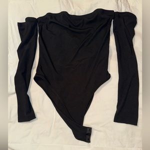 Off shoulder black long sleeve bodysuit